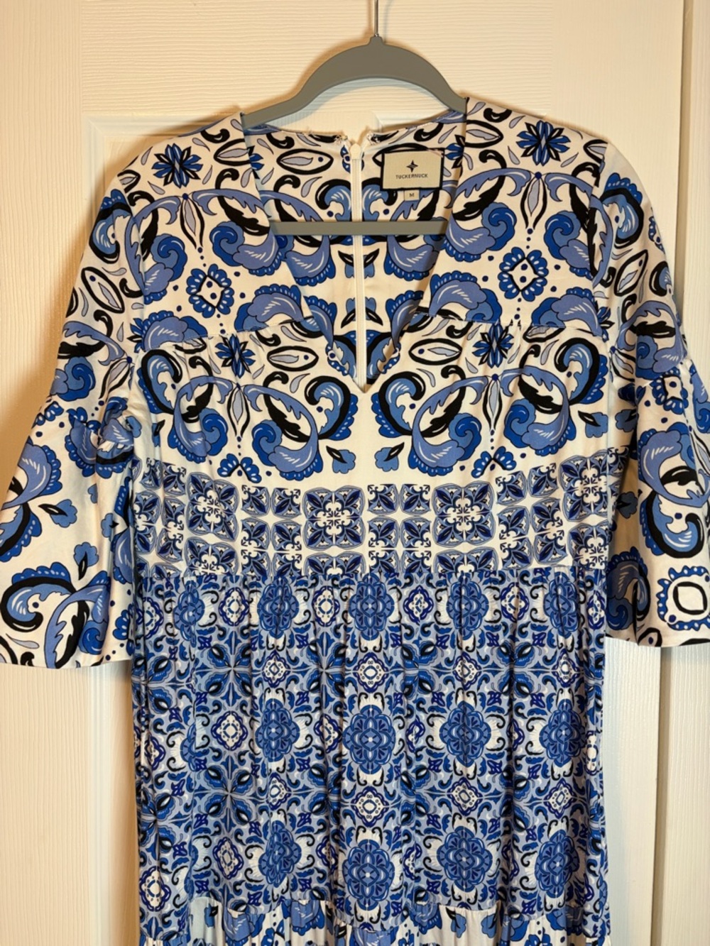 Tuckernuck Blue and White Printed Midi Dress
